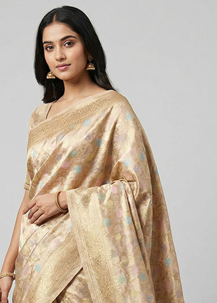 Pink Tissue Silk Saree With Blouse Piece - Image 2