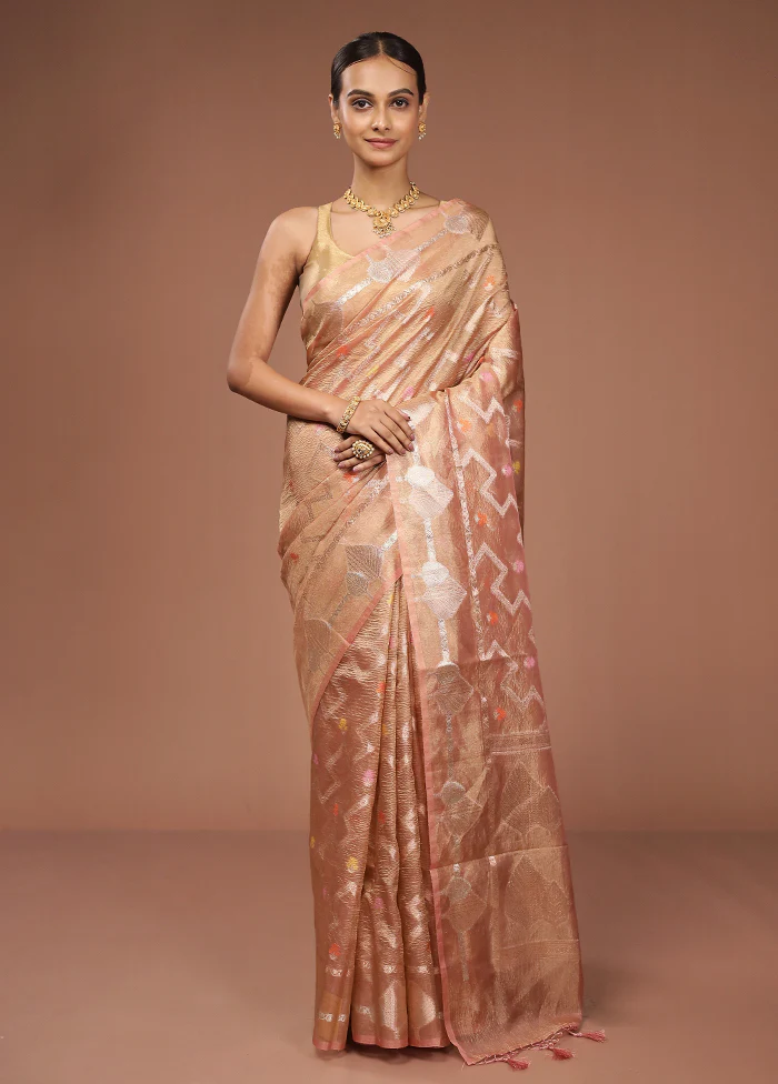Pink Tissue Silk Saree With Blouse Piece - Image 2
