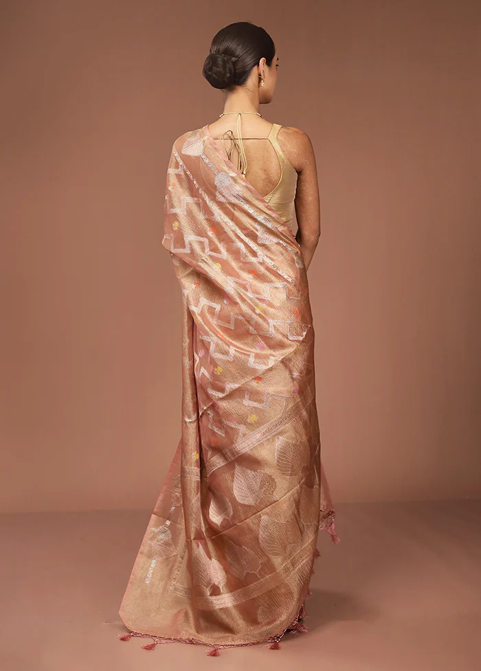 Pink Tissue Silk Saree With Blouse Piece - Image 3