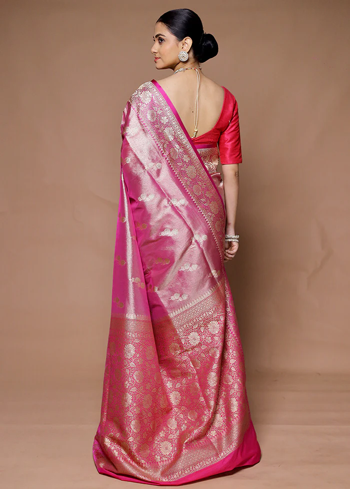 Pink Tissue Silk Saree With Blouse Piece - Image 3