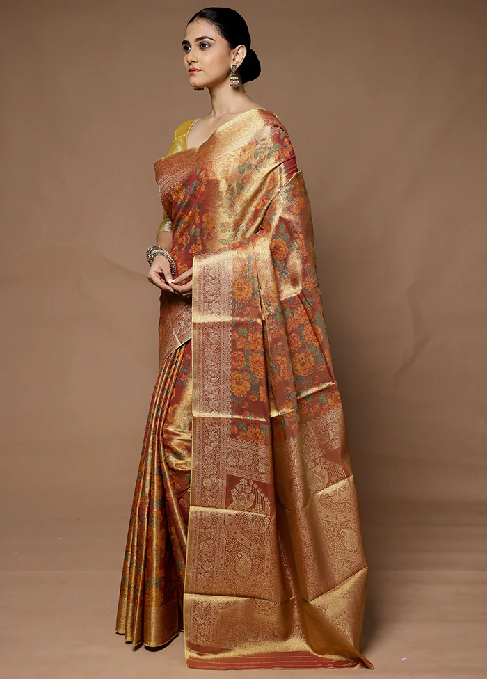 Pink Tissue Silk Saree With Blouse Piece - Image 4