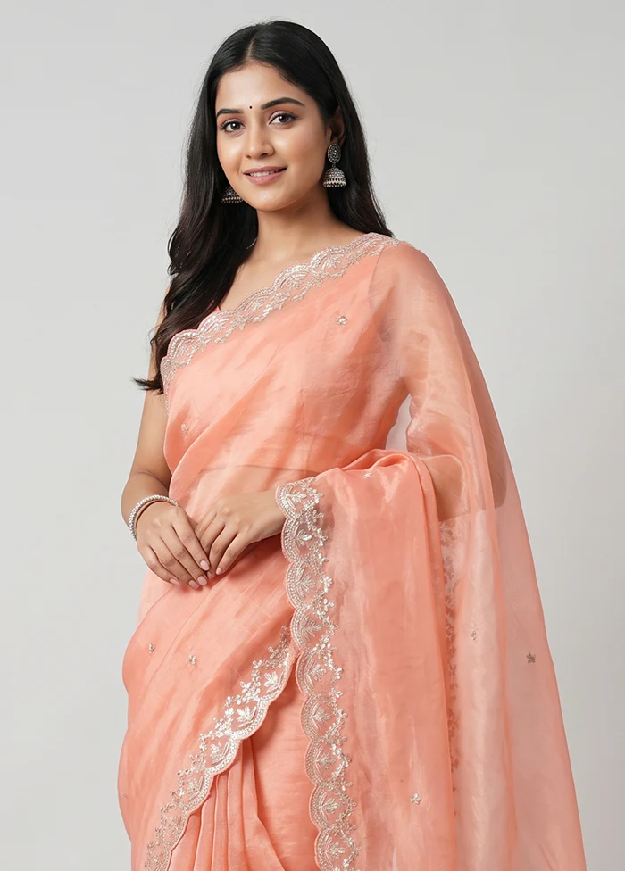 Pink Tissue Silk Saree With Blouse Piece - Image 2