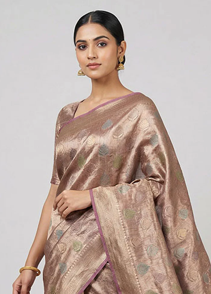 Pink Tissue Silk Saree With Blouse Piece - Image 2
