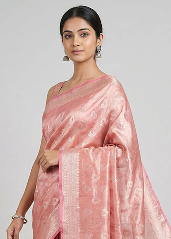 Pink Tissue Silk Saree With Blouse Piece - Image 2