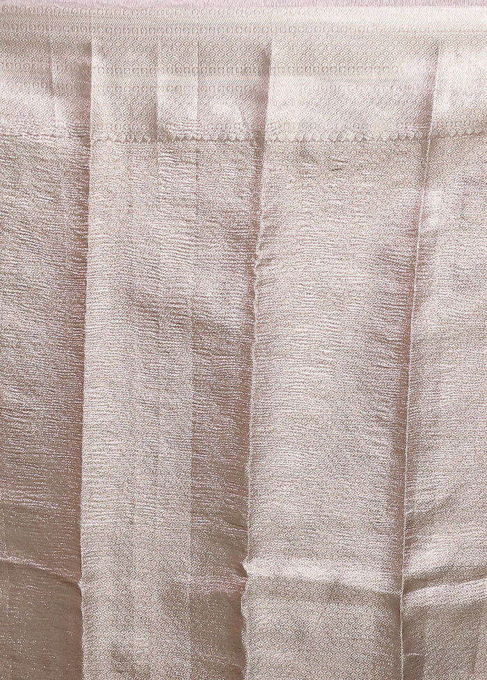 Pink Crushed Tissue Silk Saree With Blouse Piece - Image 5