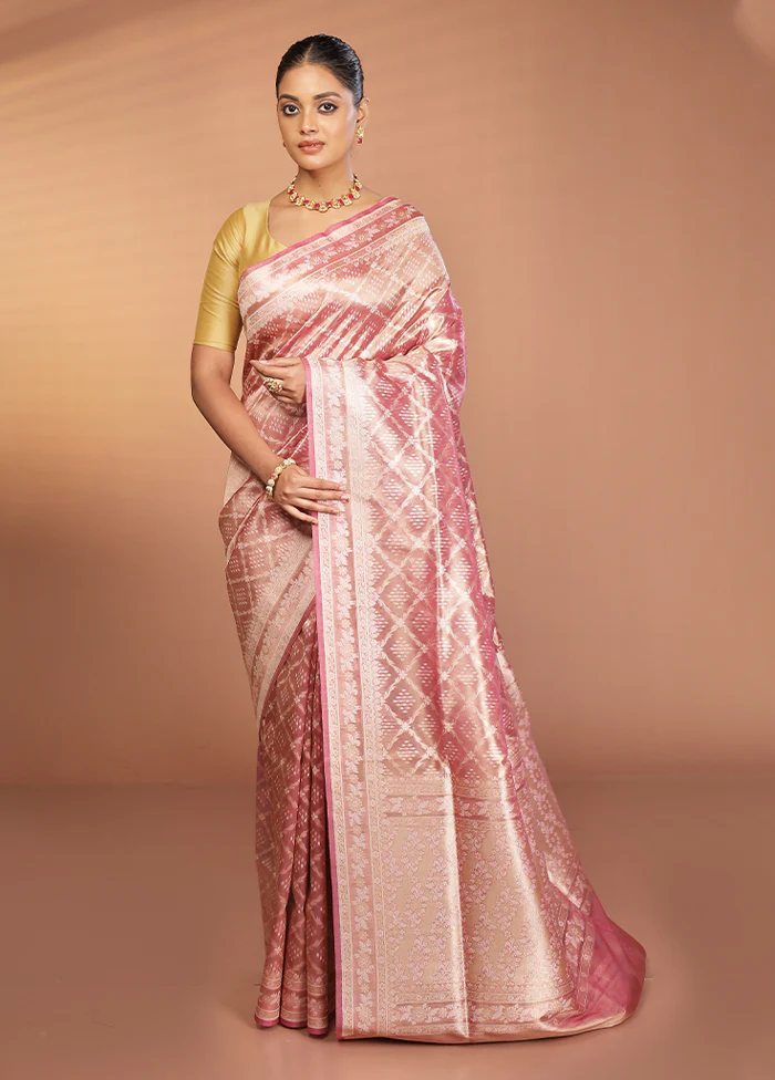 Pink Tissue Silk Saree With Blouse Piece - Image 2
