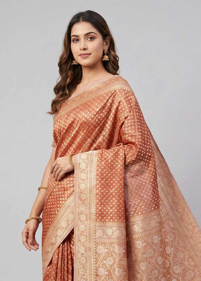 Pink Tissue Silk Saree With Blouse Piece - Image 2