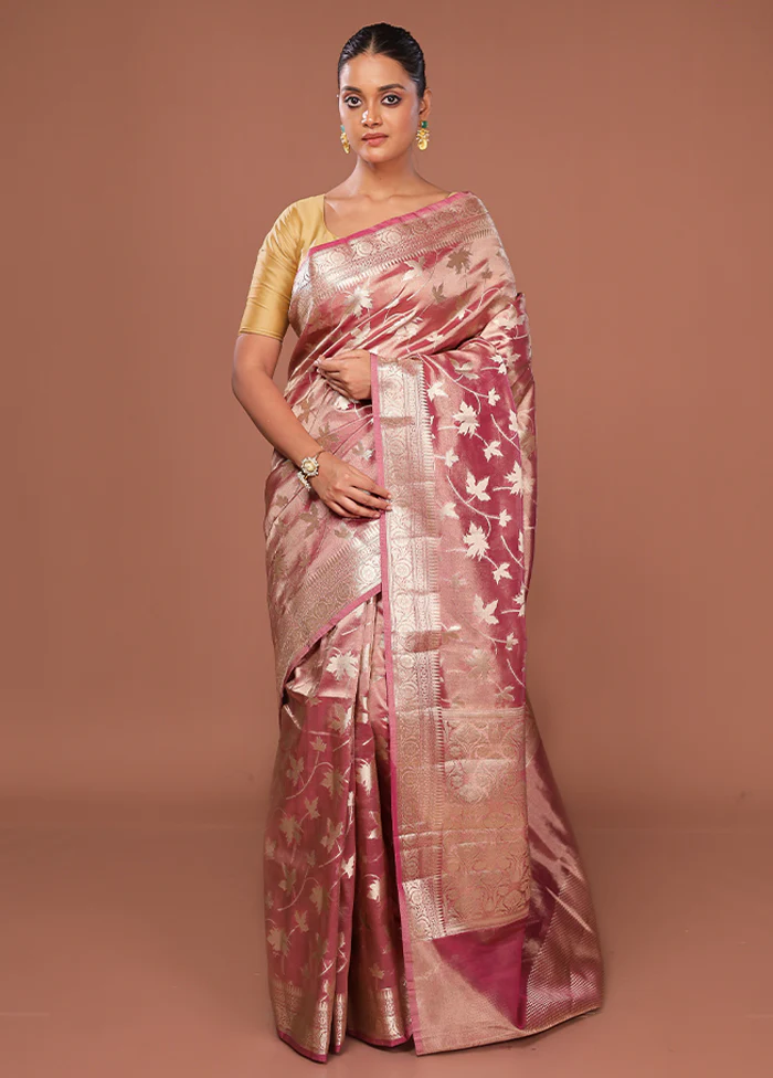 Pink Tissue Silk Saree With Blouse Piece - Image 2
