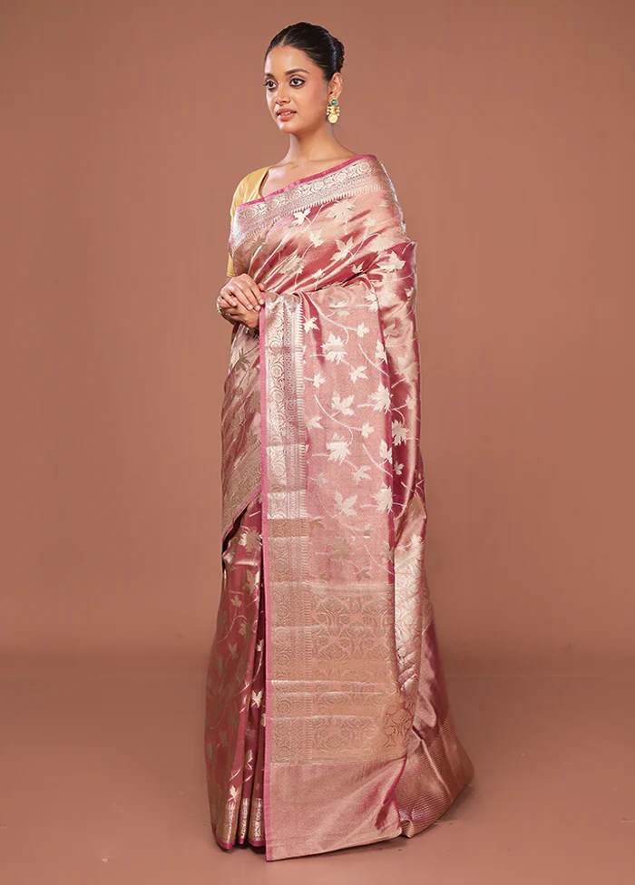 Pink Tissue Silk Saree With Blouse Piece - Image 4