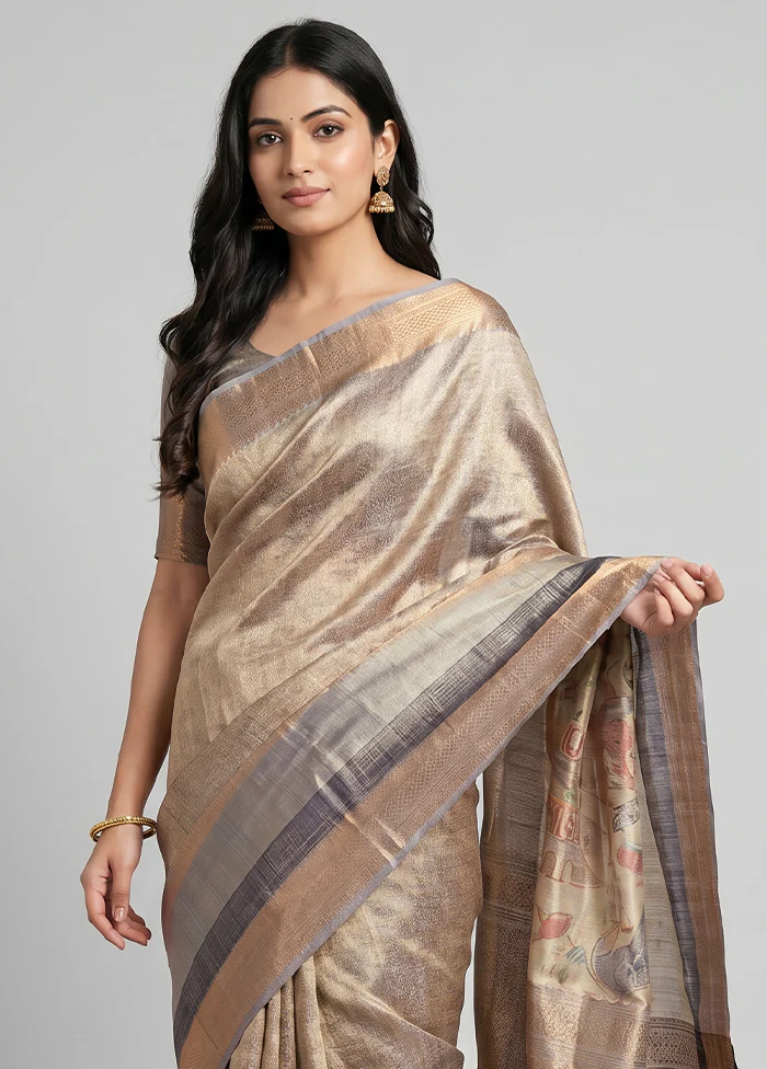 Pink Tissue Silk Saree With Blouse Piece - Image 2