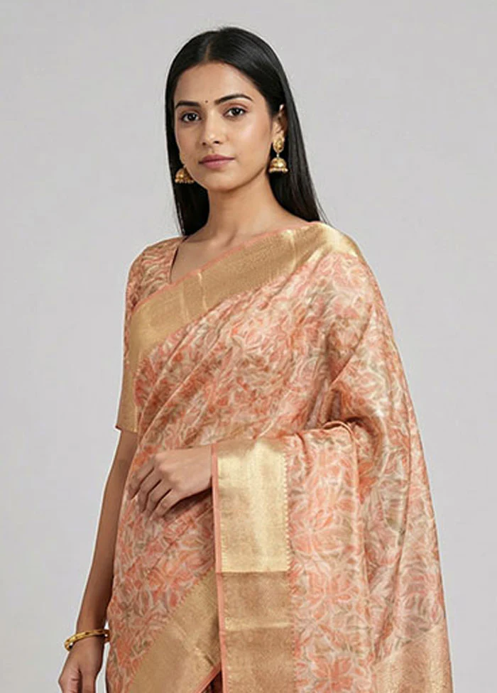Pink Tissue Silk Saree With Blouse Piece - Image 2