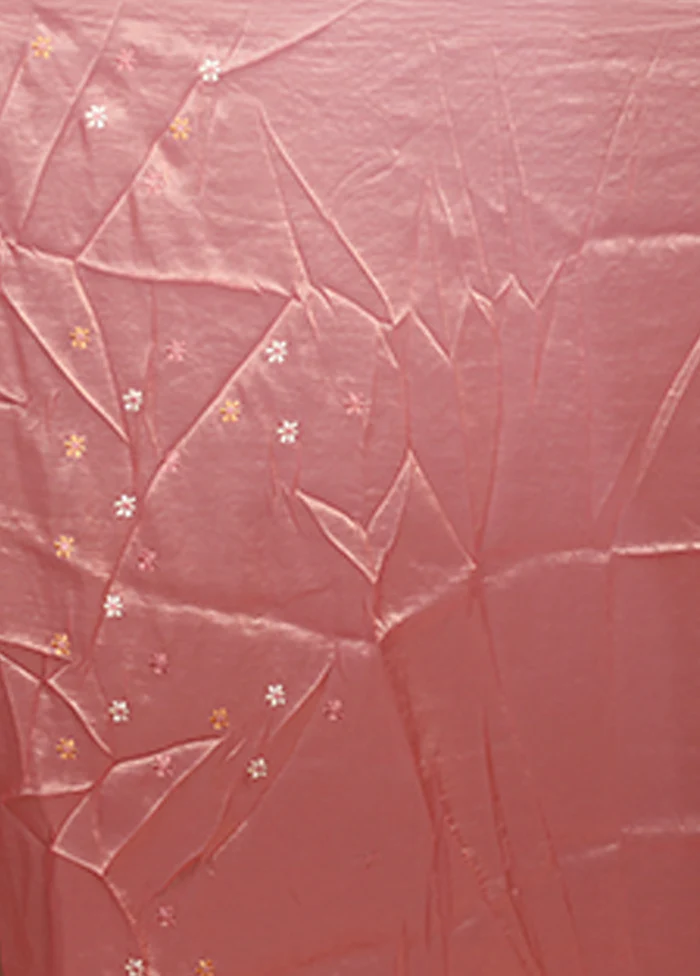 Pink Tissue Silk Saree With Blouse Piece - Image 5