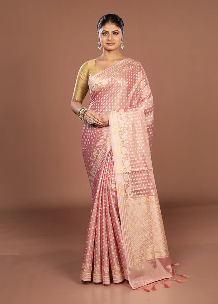 Pink Tissue Silk Saree With Blouse Piece - Image 2