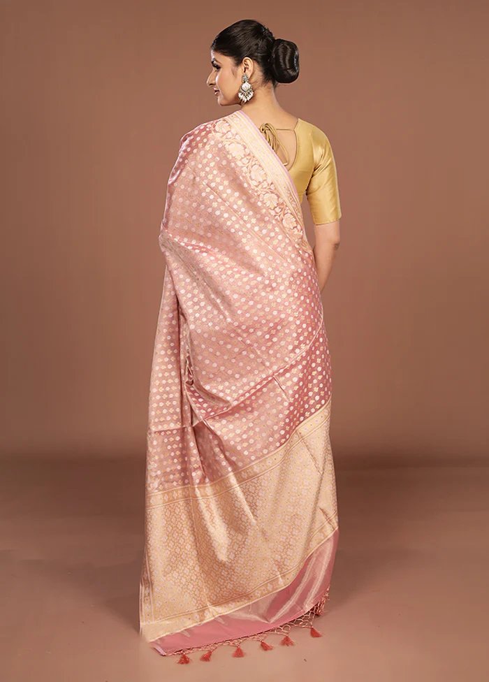 Pink Tissue Silk Saree With Blouse Piece - Image 3