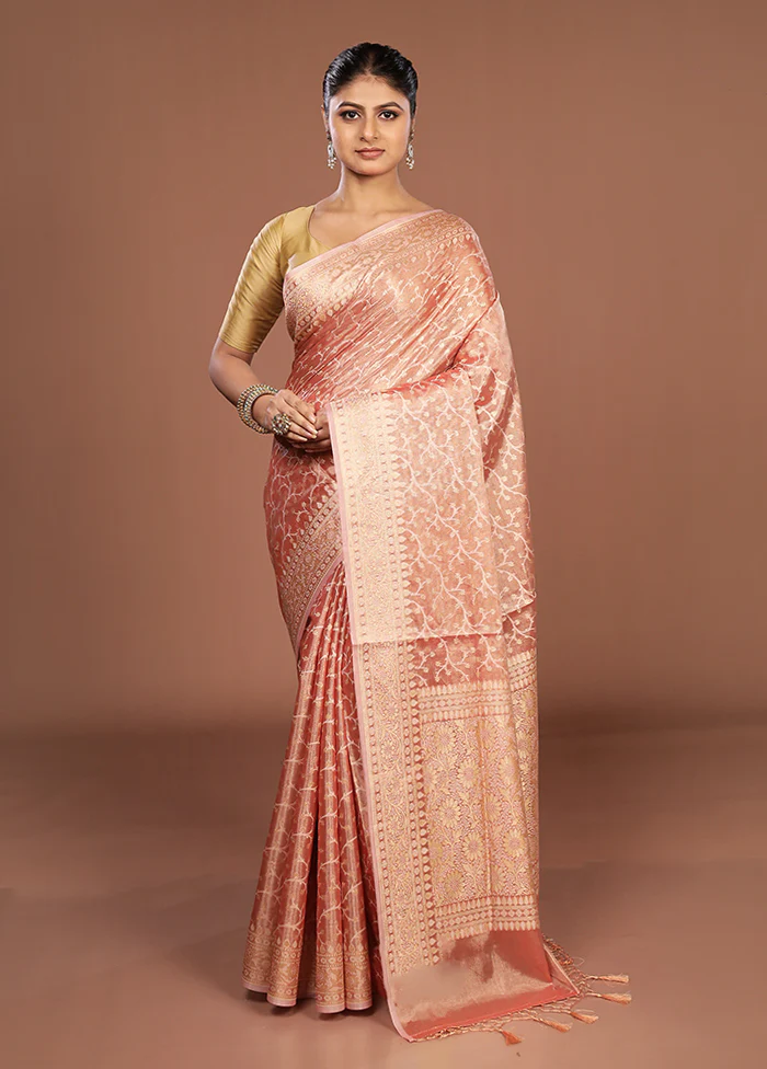 Pink Tissue Silk Saree With Blouse Piece - Image 2