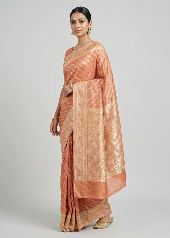 Pink Tissue Silk Saree With Blouse Piece