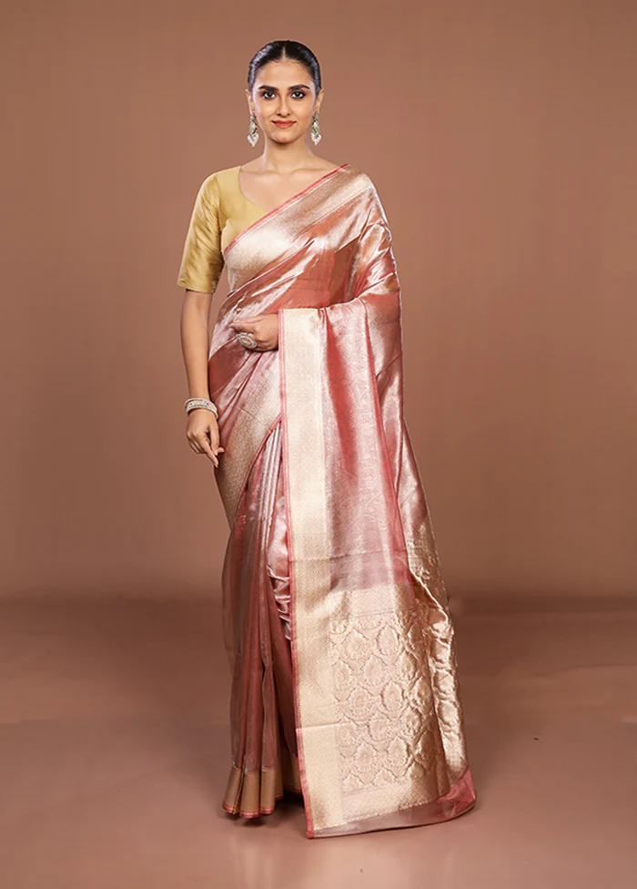 Pink Tissue Silk Saree With Blouse Piece - Image 2