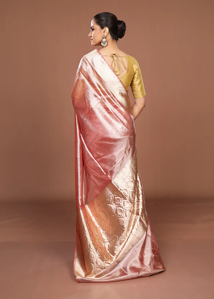 Pink Tissue Silk Saree With Blouse Piece - Image 3