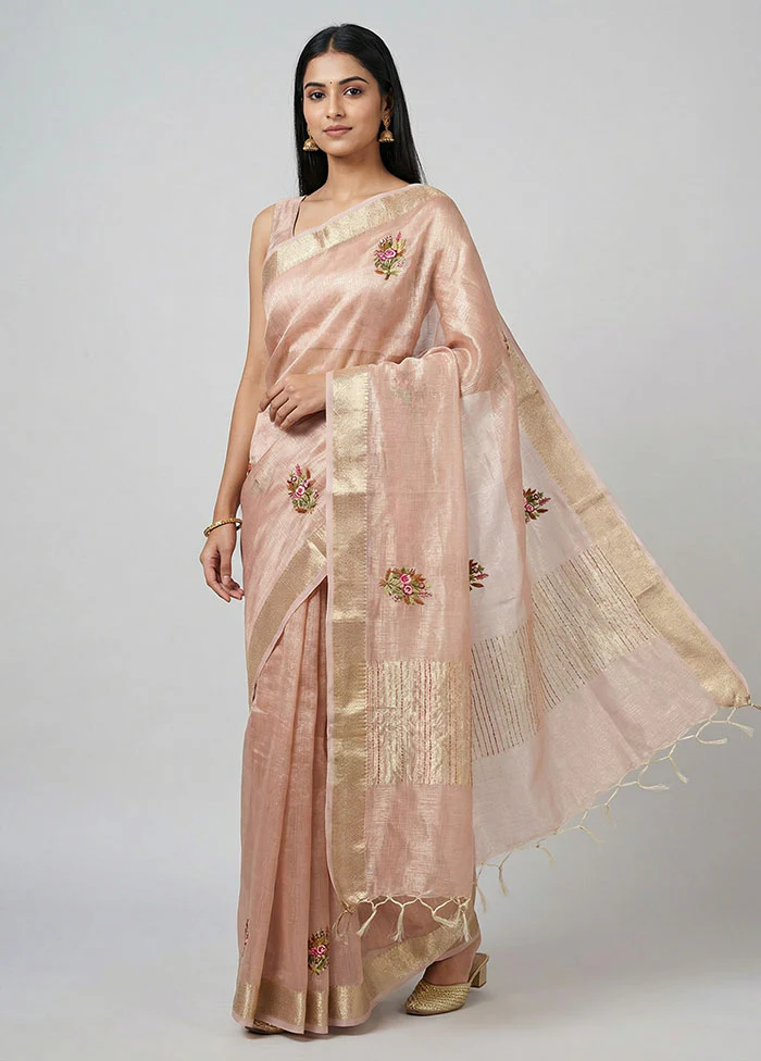 Pink Tissue Silk Saree With Blouse Piece