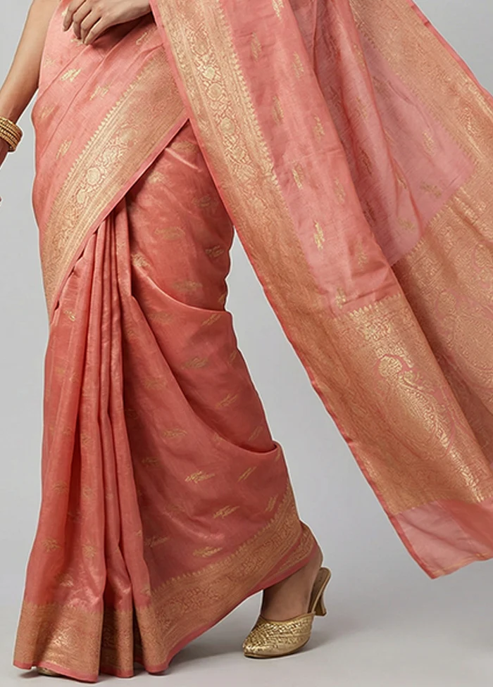 Pink Tissue Silk Saree With Blouse Piece - Image 3