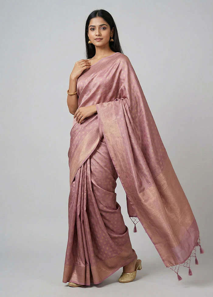 Pink Tissue Silk Saree With Blouse Piece