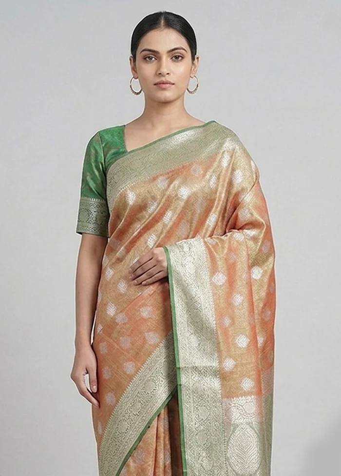 Pink Tissue Silk Saree With Blouse Piece - Image 2