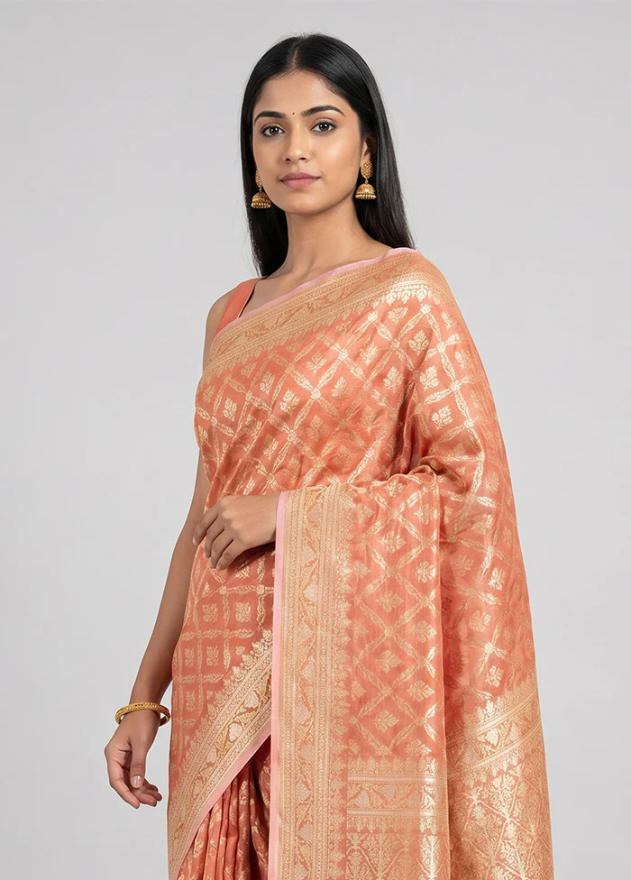 Pink Tissue Silk Saree With Blouse Piece - Image 2