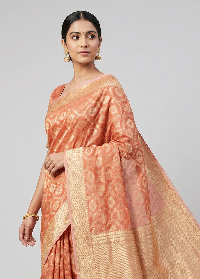 Pink Tissue Silk Saree With Blouse Piece - Image 2