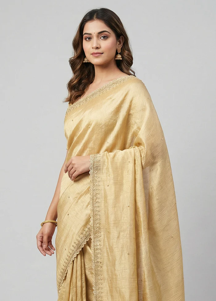 Pink Tissue Silk Saree With Blouse Piece - Image 2