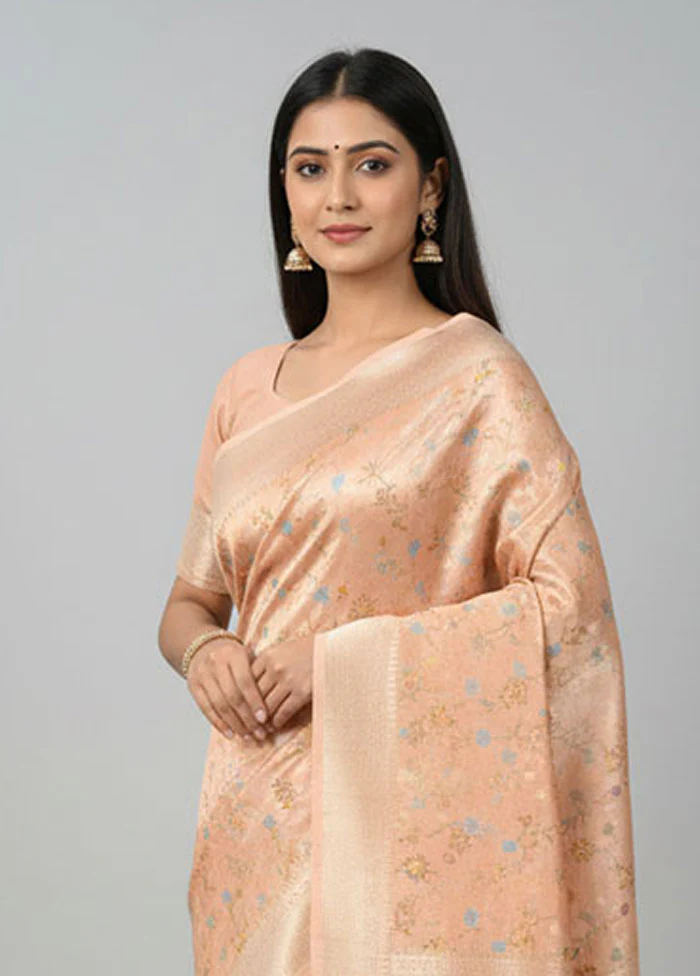 Pink Tissue Silk Saree With Blouse Piece - Image 2