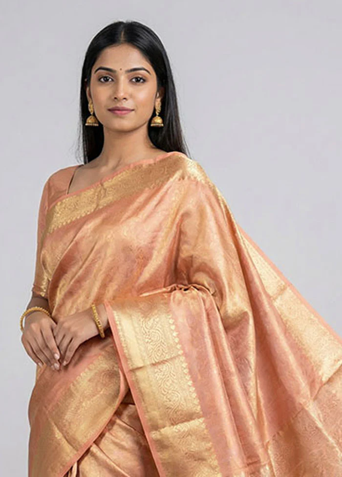 Pink Tissue Silk Saree With Blouse Piece - Image 2