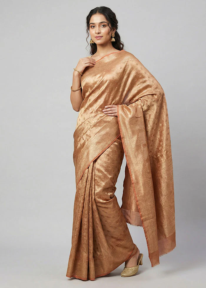 Pink Tissue Silk Saree With Blouse Piece