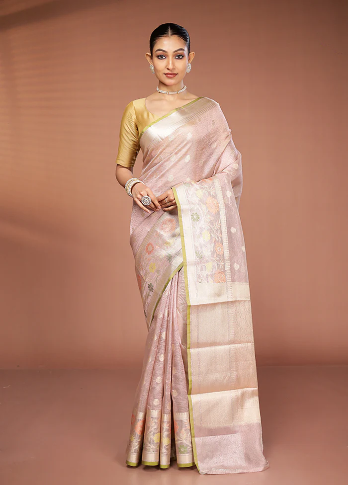 Pink Tissue Silk Saree With Blouse Piece - Image 2