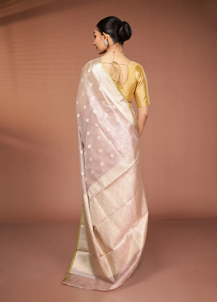 Pink Tissue Silk Saree With Blouse Piece - Image 3