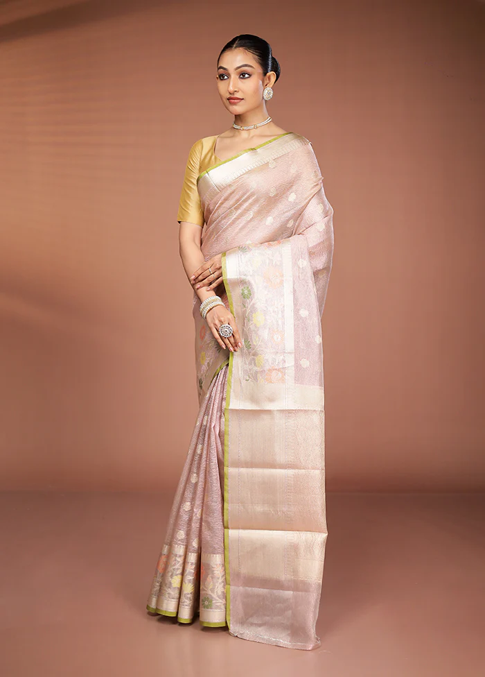 Pink Tissue Silk Saree With Blouse Piece - Image 4