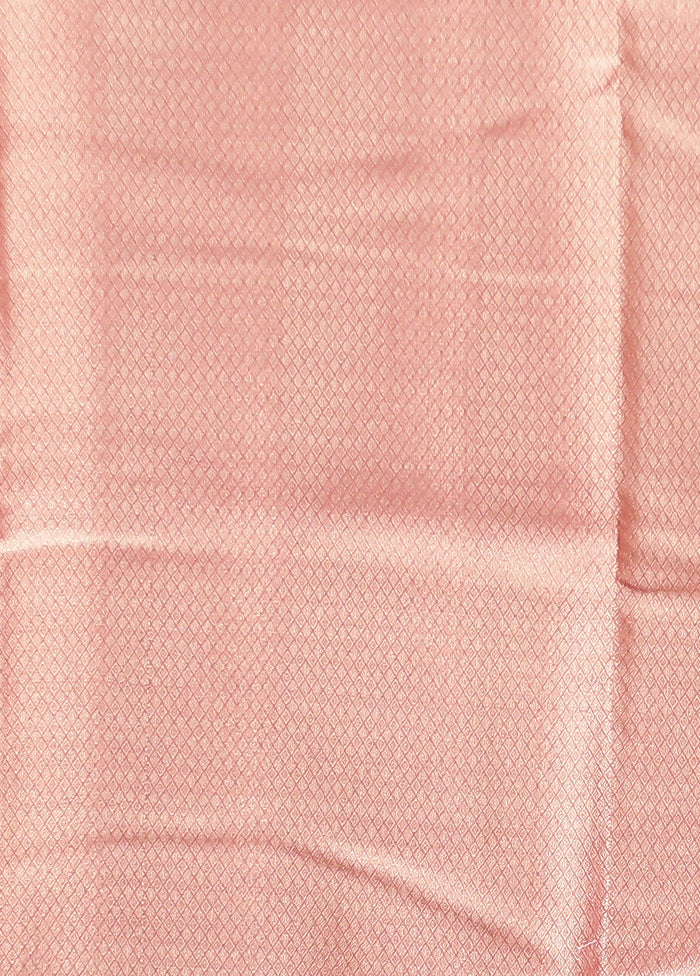 Peach Tissue Silk Saree With Blouse Piece - Image 5