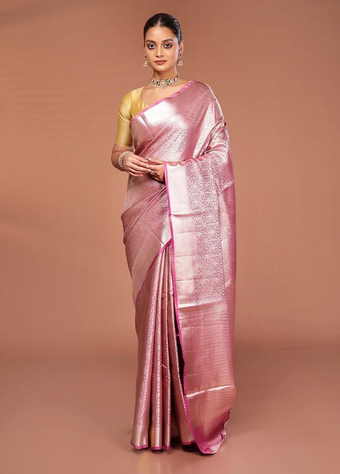 Pink Tissue Silk Saree With Blouse Piece - Image 2