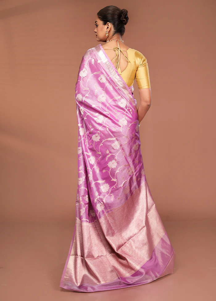 Pink Tissue Silk Saree With Blouse Piece - Image 3