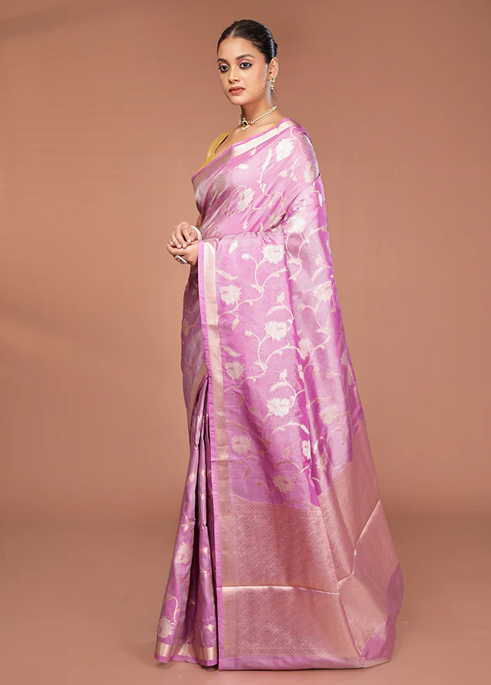 Pink Tissue Silk Saree With Blouse Piece - Image 4