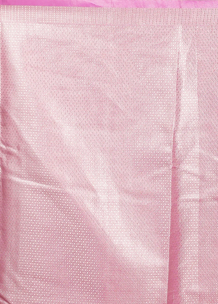 Pink Tissue Silk Saree With Blouse Piece - Image 5
