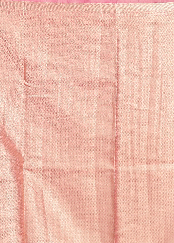 Pink Tissue Silk Saree With Blouse Piece - Image 5
