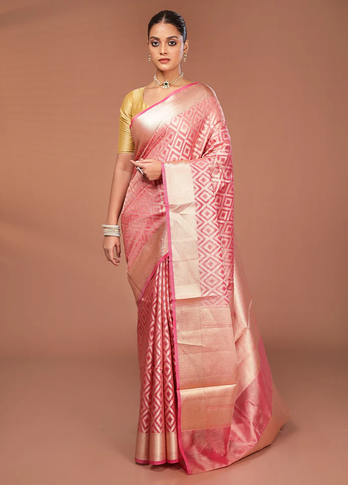 Pink Tissue Silk Saree With Blouse Piece - Image 2