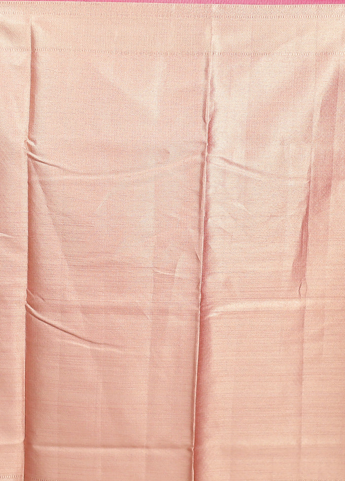 Pink Tissue Silk Saree With Blouse Piece - Image 5