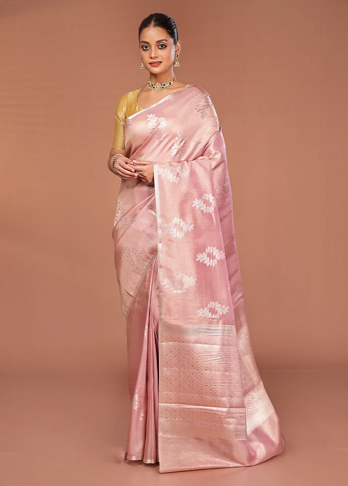 Pink Tissue Silk Saree With Blouse Piece - Image 2
