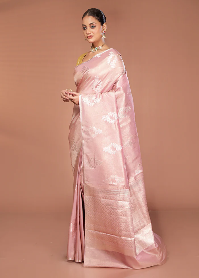 Pink Tissue Silk Saree With Blouse Piece - Image 4