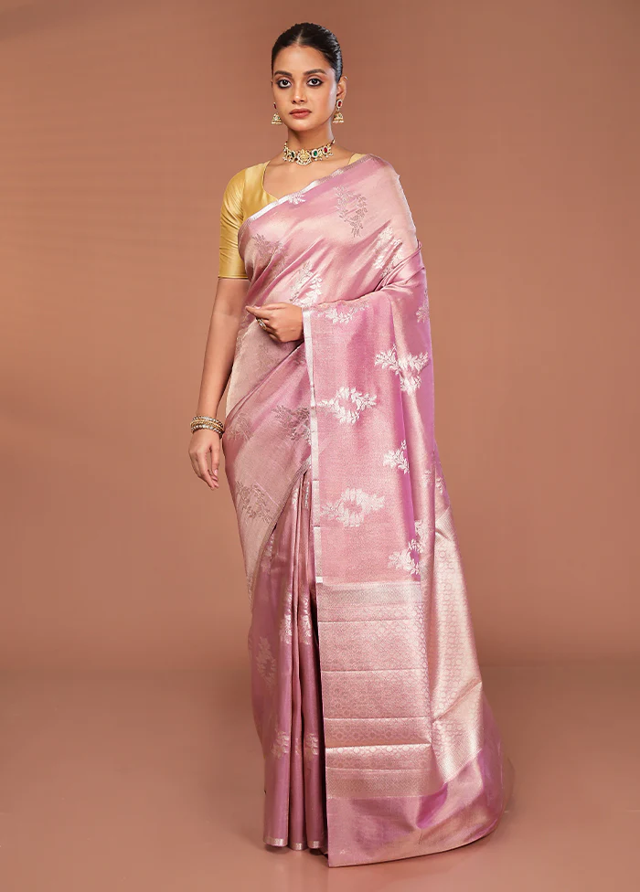 Pink Tissue Silk Saree With Blouse Piece - Image 2