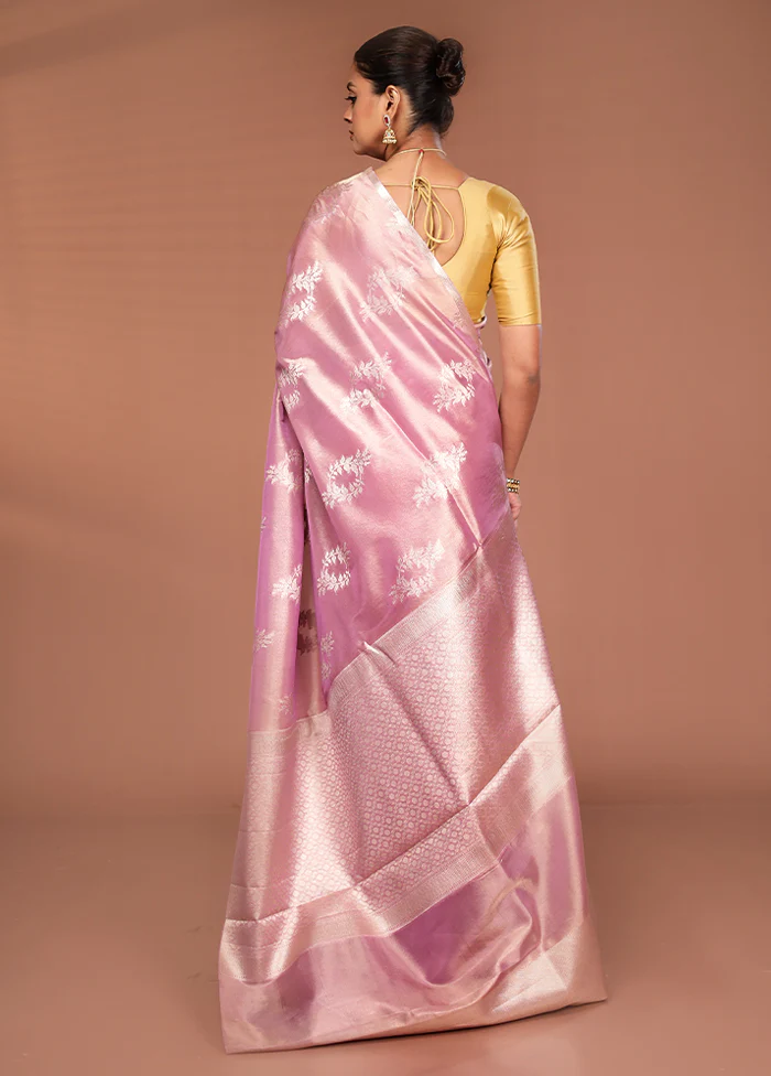 Pink Tissue Silk Saree With Blouse Piece - Image 3