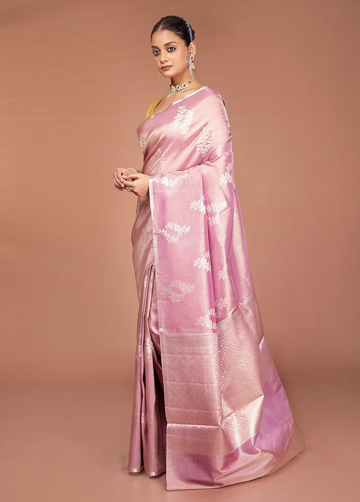 Pink Tissue Silk Saree With Blouse Piece - Image 4