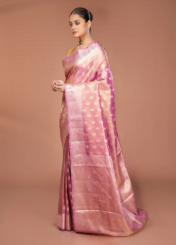 Pink Tissue Silk Saree With Blouse Piece - Image 4