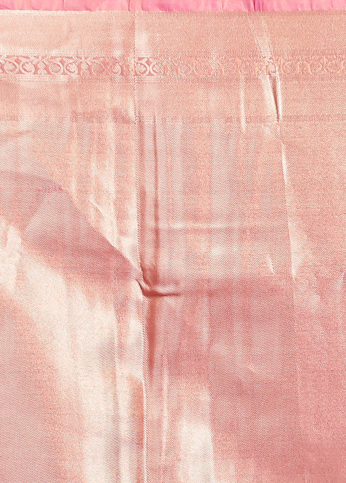 Pink Tissue Silk Saree With Blouse Piece - Image 5